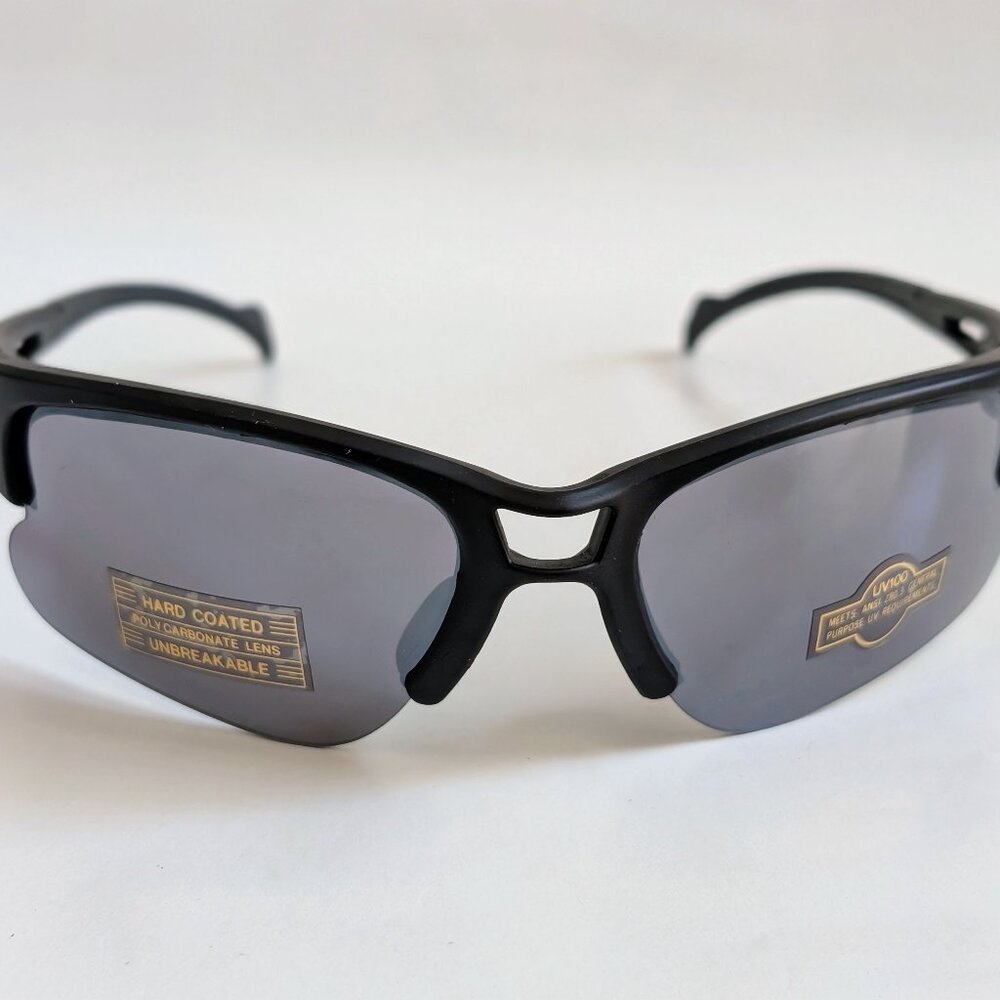 NWT Vintage 90's PC Large Square Semi-Rimless Sporty Sunglasses (M. Black)
